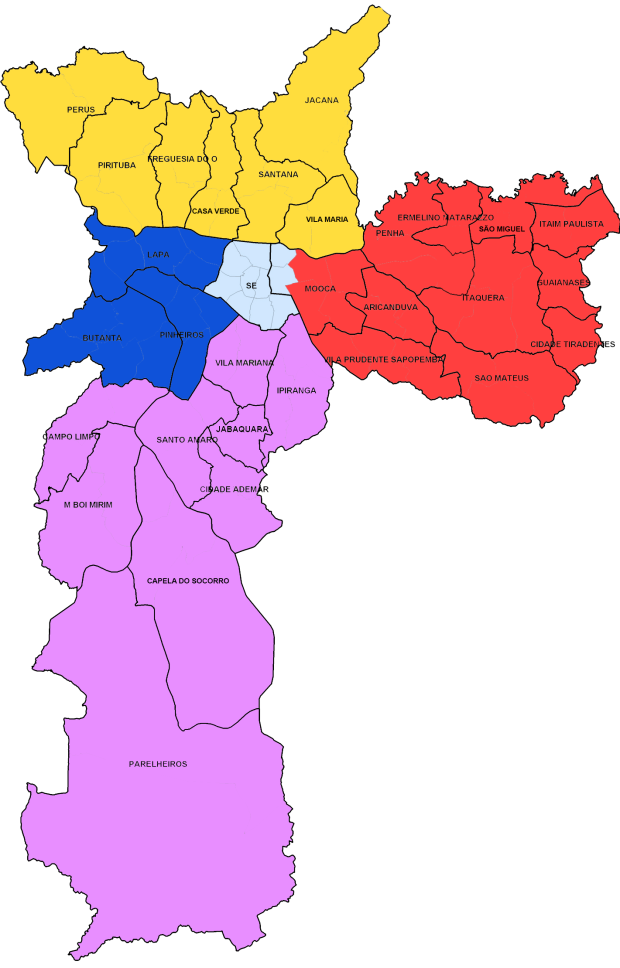 mapa são paulo por regioes